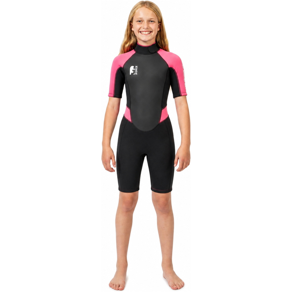 2025 Gul Junior G-Force 3mm Back Zip Shorty Wetsuit GF3308-B7 - Black / Pink
